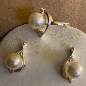 Sterling Silver Earrings and Ring (Size 8)